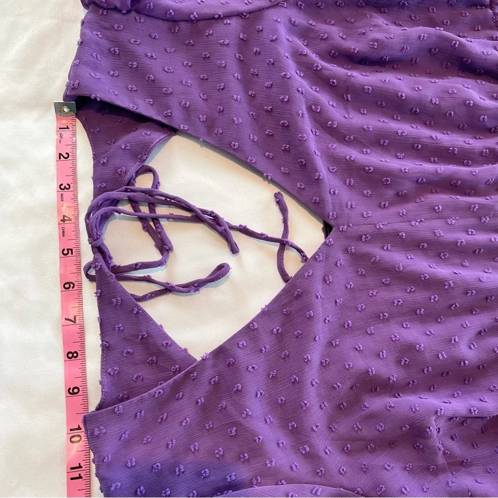 Torrid Purple Tea Length Clip Dot Open Back A-Line Dress Size 1 - Picture 9 of 17